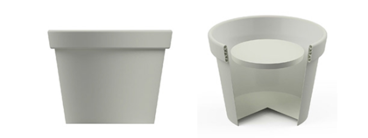 A cross section of the paper cup using a floater at the top.