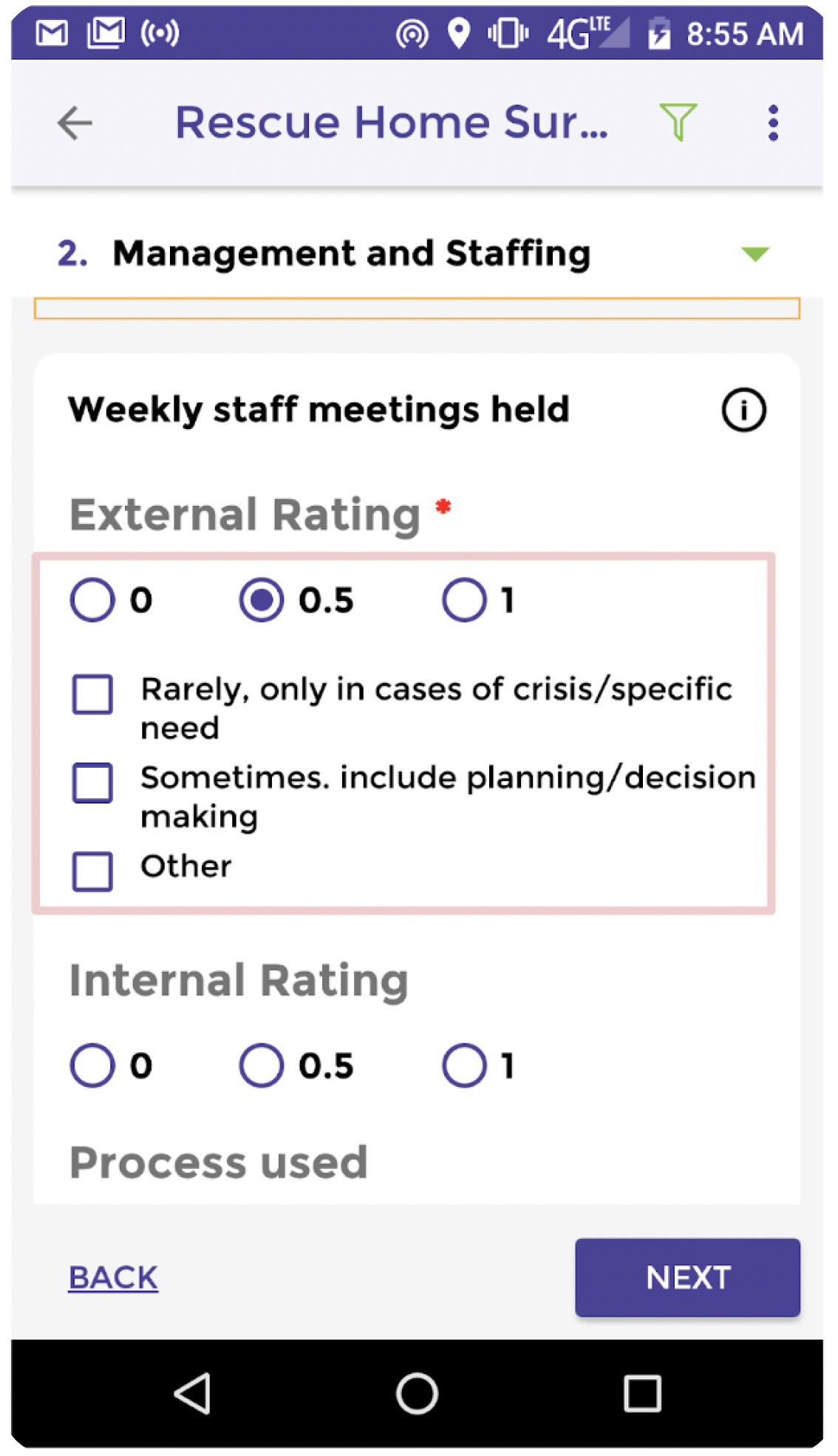 A screenshot of SafCa's first iteration highlighting usability issues.